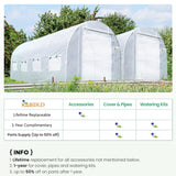 KING BIRD Premium 15x6.6x6.6FT Greenhouse for Outdoors, Large Walk-in Heavy Duty Galvanized Frame, Screen Mesh Door Window Reinforced Zipper Tunnel Hoop for Garden Plant Winter, White
