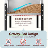 Quictent 50-80 Lbs Chicken Feeder, 3-Compartment Galvanized Metal Poultry Feeder with Adjustable Height Legs, 6 Feeding Ports No Waste Rat Proof Automatic Gravity Feeder