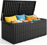 Quictent 220 Gallon Heavy Duty Resin Deck Box, Weatherproof Waterproof Outdoor Storage Bench