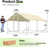 Quictent 12x9x6.6ft Metal Chicken Coop Run with Perch & Swing, Elite Series Large Walk-in Outdoor Poultry Cage Heavy Duty Predator Proof Hen Duck Rabbit Farm Pen House, Waterproof Anti-UV Cover
