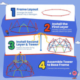 Zupapa 10FT Climbing Dome with Tower, Outdoor Geometric Dome Climber Tower for Kids 3-10 Supporting 1200 lbs
