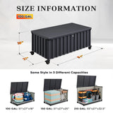 Quictent 100 Gallon Heavy Duty Metal Deck Box, Waterproof Outdoor Storage Box with Lockable Lid & Wheels