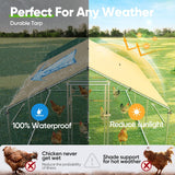 Quictent 18x9x6.6ft Metal Chicken Coop Run with 2 Set Perch & Swing, Elite Series Large Walk-in Outdoor Poultry Cage Heavy Duty Predator Proof Hen Duck Rabbit Farm Pen House, Waterproof Anti-UV Cover