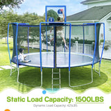 Zupapa No-Gap Design 16 15 14FT Trampoline With Basketball Hoops for Kids with Safety Enclosure Net 425LBS Weight Capacity Outdoor Backyards Trampolines