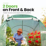 KING BIRD Premium 15x6.6x6.6FT Greenhouse for Outdoors, Large Walk-in Heavy Duty Galvanized Frame, Screen Mesh Door Window Reinforced Zipper Tunnel Hoop for Garden Plant Winter, Green