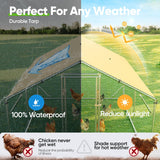 Quictent 12x9x6.6ft Metal Chicken Coop Run with Perch & Swing, Elite Series Large Walk-in Outdoor Poultry Cage Heavy Duty Predator Proof Hen Duck Rabbit Farm Pen House, Waterproof Anti-UV Cover