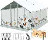 Quictent Large Metal Chicken Coop Run for 20+ Poultry with Nest Box,9x12 FT