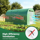 Quictent Premium Greenhouse for Outdoors, 10x7x7 FT Portable Walk-in Heavy Duty Frame Large Garden Plant Hot Outside Hoop House, 6 Ventilated Screen Window and Zipper Screen Door, Green
