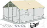 Quictent 12x9x6.6ft Metal Chicken Coop Run with Perch & Swing, Elite Series Large Walk-in Outdoor Poultry Cage Heavy Duty Predator Proof Hen Duck Rabbit Farm Pen House, Waterproof Anti-UV Cover