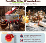 Quictent 50-80 Lbs Chicken Feeder, 3-Compartment Galvanized Metal Poultry Feeder with Adjustable Height Legs, 6 Feeding Ports No Waste Rat Proof Automatic Gravity Feeder