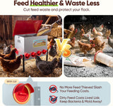 Quictent 100-140 Lbs Chicken Feeder, 3-Compartment Galvanized Metal Poultry Feeder with Adjustable Height Legs, 8 Feeding Ports No Waste Rat Proof Automatic Gravity Feeder