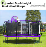 Zupapa 1800LBS Capacity No-Gap Design 16 15 14 12FT Trampoline with Safety Enclosure Net and Non-Slip Ladder 10-Year Quality Assurance Perfect for Kids Family Outdoor Backyard Fun
