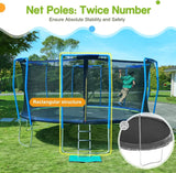 Zupapa No-Gap Design 16 15 14FT Trampoline With Basketball Hoops for Kids with Safety Enclosure Net 425LBS Weight Capacity Outdoor Backyards Trampolines
