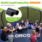 ORCC Kids Trampoline, 1200LBS Weight Capacity Trampoline 16 15 14 12 10 8FT with Basketball Hoop Water Sprinkler Spiral Ground Stakes Outdoor Yard Trampolines for Kids Adults 12FT