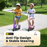 Zupapa Electric Scooter with Seat for Kids Ages 6-12, 6" Pneumatic Tire, Up to 10 mph and 70 min Ride Time, for Riders up to 155 lbs, Removable Seat 2 Riding Styles Purple
