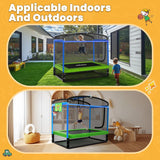 Zupapa 4X6FT Rectangle Trampoline with Basketball Hoop, and Safety Net - Indoor/Outdoor Kids Trampoline for Toddlers Ages 3-6, 220LBS Capacity, Heavy-Duty Galvanized Steel Frame