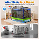 Zupapa 4x6FT Kids Trampoline with Basketball Hoop & Safety Net, ASTM Approved Rectangle Recreational Trampoline for Indoor/Outdoor for Ages 3-6, 220LBS Capacity, Heavy-Duty Steel Frame