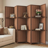 JOSTYLE Bamboo Room Divider with Shelves, 6-Panel Privacy Screen,67"H 96"W Browm