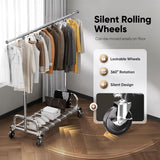 HOKEEPER Clothes Rack with Cover Clothing Racks for Hanging Clothes Heavy Duty Garment Rack, Adjustable Coat Rack with Lockable Wheels, Portable Closet for Bedroom, Living Room Laundry, Balcony
