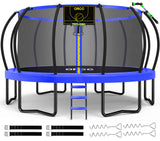 ORCC 1300LBS Weight Capacity Trampoline 16 15 14 12 10 8FT with Basketball Hoop Water Sprinkler Spiral Ground Stakes Outdoor Yard Trampolines for Kids Adults