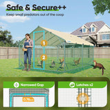Quictent 12x9x6.6ft Metal Chicken Coop Run with Perch & Swing, Elite Series Large Walk-in Outdoor Poultry Cage Heavy Duty Predator Proof Hen Duck Rabbit Farm Pen House, Waterproof Anti-UV Cover