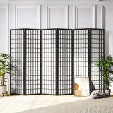 JOSTYLE Room Divider 6 Panel, 6ft Folding Privacy Screen for Room Separation, Shoji Screen Japanese Style Room Divider Wall, Black, 70.9" H x 104" W