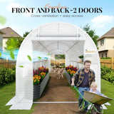 KING BIRD Premium 15x6.6x6.6FT Greenhouse for Outdoors, Large Walk-in Heavy Duty Galvanized Steel Frame, Mesh Door Screen Window Tunnel Hoop Garden Plant Winter Hot House, with Storage Shelves, White