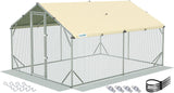Quictent 12x9x6.6ft Metal Chicken Coop Run with Perch & Swing, Elite Series Large Walk-in Outdoor Poultry Cage Heavy Duty Predator Proof Hen Duck Rabbit Farm Pen House, Waterproof Anti-UV Cover