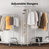 HOKEEPER Clothes Rack with Cover Clothing Racks for Hanging Clothes Heavy Duty Garment Rack, Adjustable Coat Rack with Lockable Wheels, Portable Closet for Bedroom, Living Room Laundry, Balcony