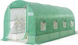Quictent Premium Greenhouse for Outdoors, 15x7x7 FT Portable Walk-in Heavy Duty Frame Large Garden Plant Hot Outside Hoop House, 6 Ventilated Screen Window and Zipper Screen Door, Green
