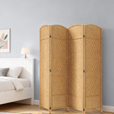 JOSTYLE Rattan Room Divider, 4-Panel Folding Privacy Screen 6ft. Extra Wide