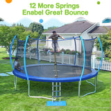 Zupapa 1500LBS Weight Capacity No-Gap Design Kids Trampoline 16FT 15FT 14FT 12FT 10FT Outdoor Safety Enclosure Trampolines with Non-Slip Ladder for Children, Adults & Family Backyard Fun