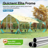 Quictent 18x9x6.6ft Metal Chicken Coop Run with 2 Set Perch & Swing, Elite Series Large Walk-in Outdoor Poultry Cage Heavy Duty Predator Proof Hen Duck Rabbit Farm Pen House, Waterproof Anti-UV Cover