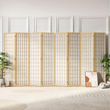 JOSTYLE 6ft Japanese Room Divider Wall, 8-Panel Shoji Privacy Screen 138" W Nature-Wood