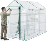 KING BIRD Premium Greenhouse for Outdoors, 84x56x77 in Walk-in Hot House with Thickened Cover, Reinforced Frame, Screen Windows & Mesh Door, 3 Tiers 20 Shelves for Outside Garden Seedlings