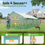 Quictent Advanced Series 24x9x6.6ft Metal Chicken Coop Run with Side Hardware Cloth, Walk-in Outdoor Poultry Cage Heavy Duty Predator Proof Hen Duck Rabbit Farm House, Waterproof Anti-UV Cover