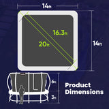 Square Rectangle Trampoline 2000LBS Capacity No-Gap Design 14X14FT Outdoor Trampoline with Safety Net and Non-Slip Ladder 10-Year Quality Assurance Perfect for Backyard Fun