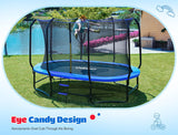 ORCC 7x10 FT Oval Outdoor Trampoline with Safety Net - Recreational Gymnastics Trampoline for Kids, 1200LBS Capacity, Heavy-Duty Galvanized Steel Frame Yard Trampolines