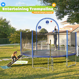Zupapa 1500LBS Weight Capacity No-Gap Design 16 15 14 12 10FT Trampoline with Safety Enclosure Net and Non-Slip Ladder 10-Year Quality Assurance Perfect for Kids Family Outdoor Backyard Fun