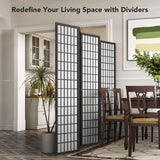 JOSTYLE 6ft Room Divider Shoji Screen, 4 Panel Folding Privacy Screen for Room Separation, Japanese Wood Room Divider, Black, 70.9" H x 69" W Black