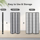JOSTYLE 6ft Room Divider Shoji Screen, 4 Panel Folding Privacy Screen for Room Separation, Japanese Wood Room Divider, Black, 70.9" H x 69" W Black