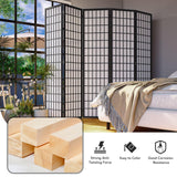 JOSTYLE Room Divider 6 Panel, 6ft Folding Privacy Screen for Room Separation, Shoji Screen Japanese Style Room Divider Wall, Black, 70.9" H x 104" W