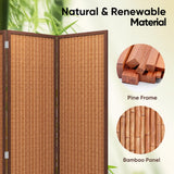 JOSTYLE 4 Panel Folding Privacy Screen 6ft Bamboo Freestanding Room Divider