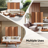 JOSTYLE 4 Panel Folding Privacy Screen 6ft Bamboo Freestanding Room Divider