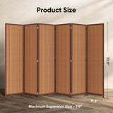 JOSTYLE 6 Panel Folding Privacy Screen 6ft Bamboo Freestanding Room Divider