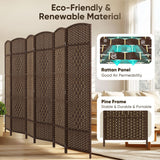 JOSTYLE Rattan Room Divider, 6-Panel Folding Privacy Screen 6ft. Extra Wide