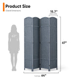 JOSTYLE Outdoor Privacy Screen 4-Panel Folding Room Divider Space Partition Gray-green