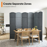 JOSTYLE Outdoor Privacy Screen 6-Panel Folding Room Divider Space Partition Gray-green