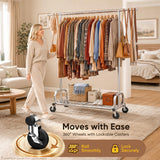 HOKEEPER Clothing Racks for Hanging Clothes Rack Heavy Duty Garment Rack, Portable Clothes Rack with Lockable Wheels, Adjustable Clothing Rack for Bedroom, Living Room