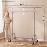 HOKEEPER Clothing Racks for Hanging Clothes Rack Heavy Duty Garment Rack, Portable Clothes Rack with Lockable Wheels, Adjustable Clothing Rack for Bedroom, Living Room